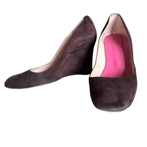 Kate Spade Vintage Brown Suede Wedge Heels Fall Classic Pumps Shoes Size 9 - Picture 3 of 9
